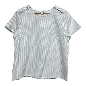 J.Crew Striped Linen-Blend Button-Shoulder Shirt NWOT Size M